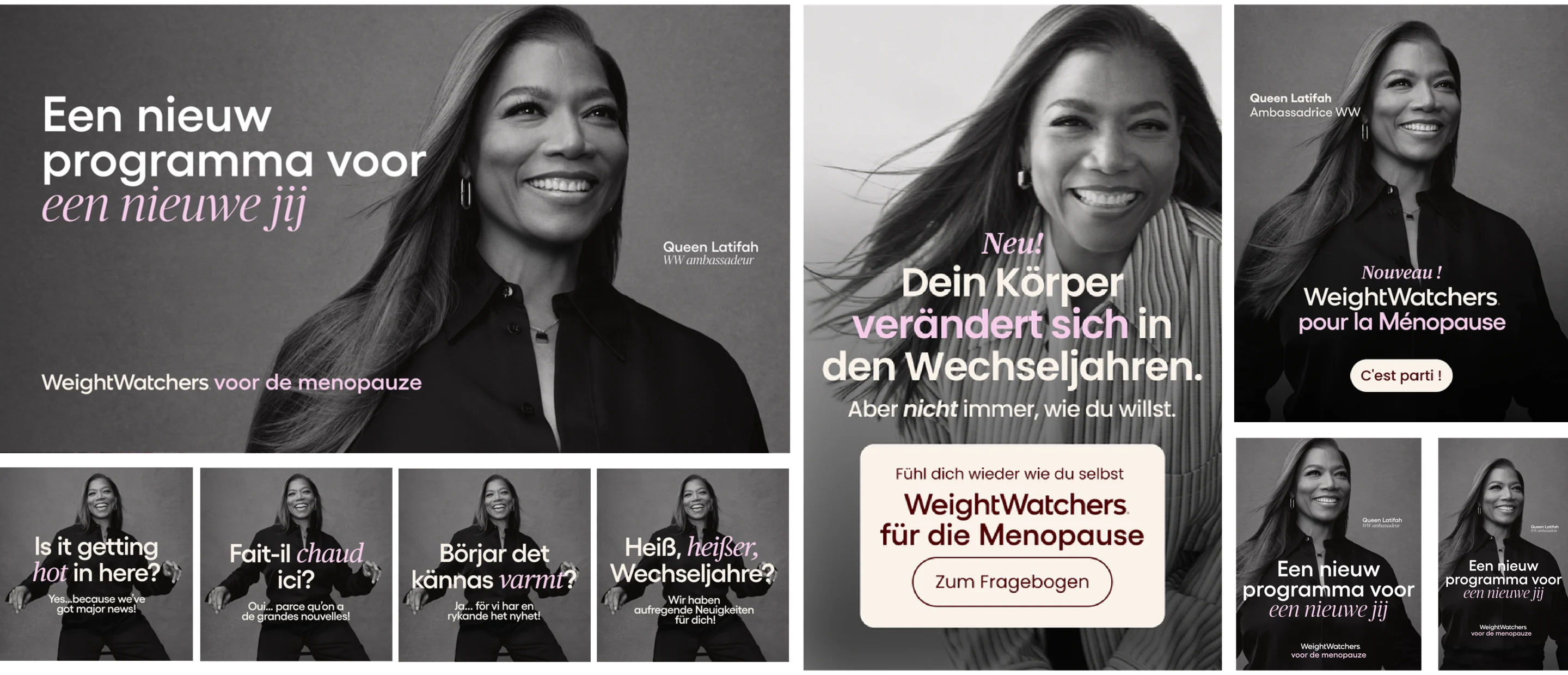 Weight Watchers menopause campaign visuals in several languages